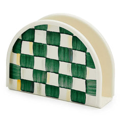 MacKenzie-Childs Emerald Check Enamel Napkin Holder
