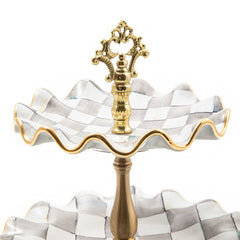 Sterling Check Fluted Ceramic Three Tier Sweet Stand