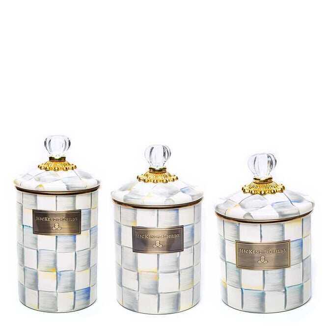 Sterling Check Enamel Canisters