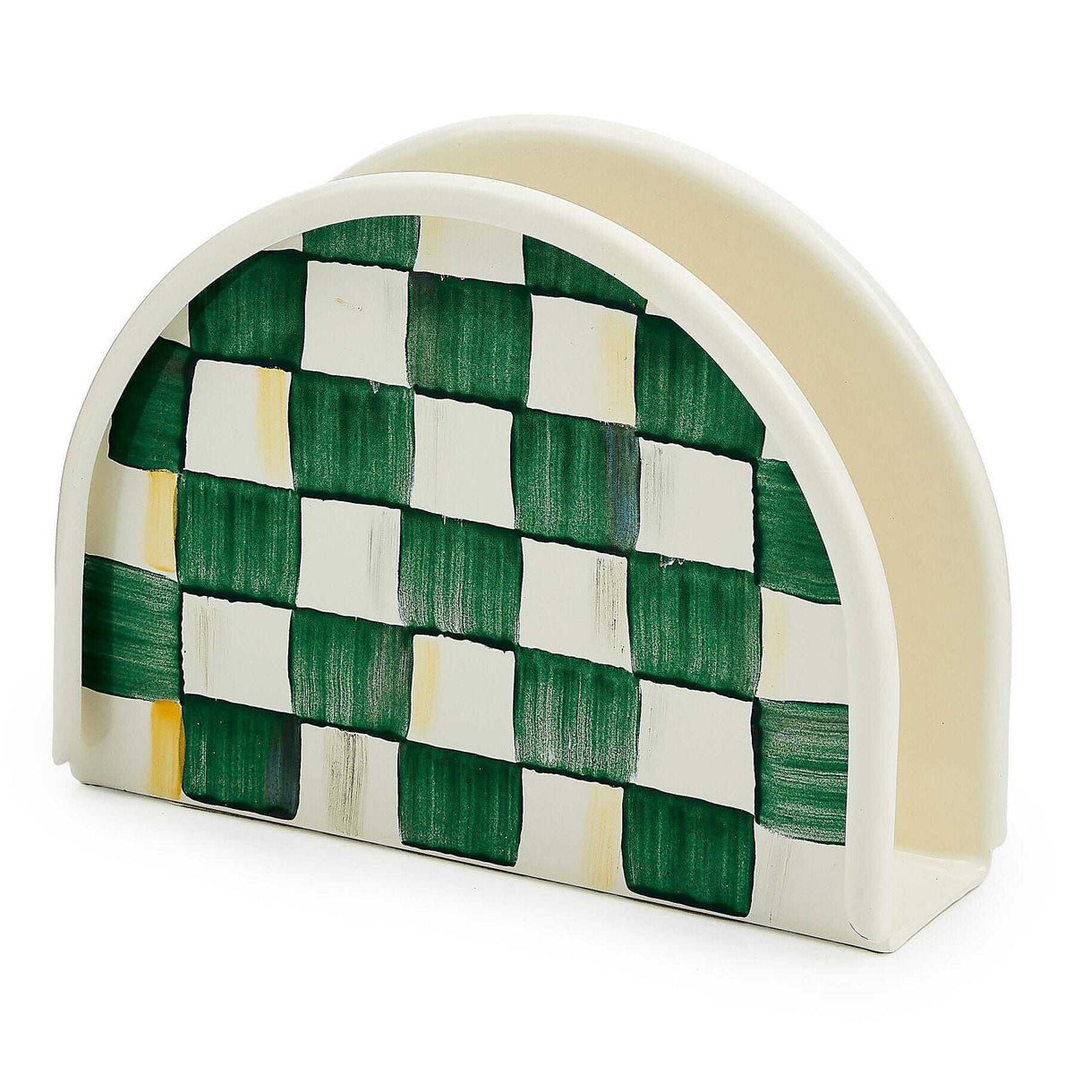 MacKenzie-Childs Emerald Check Enamel Napkin Holder